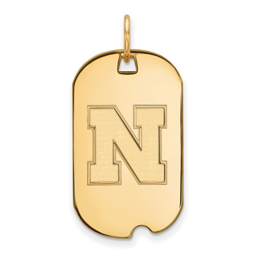 14K Yellow Gold University of Nebraska Small Dog Tag by LogoArt (4Y054UNE)