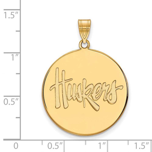 Image of 14K Yellow Gold University of Nebraska XL Disc Pendant by LogoArt (4Y063UNE)