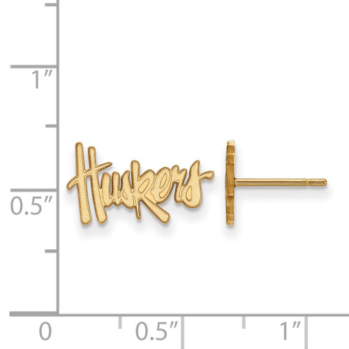 14K Yellow Gold University of Nebraska X-Small Post Earrings by LogoArt