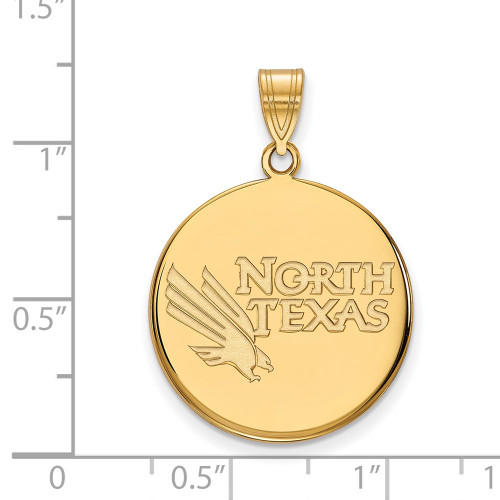 14K Yellow Gold University of North Texas Large Disc Pendant by LogoArt