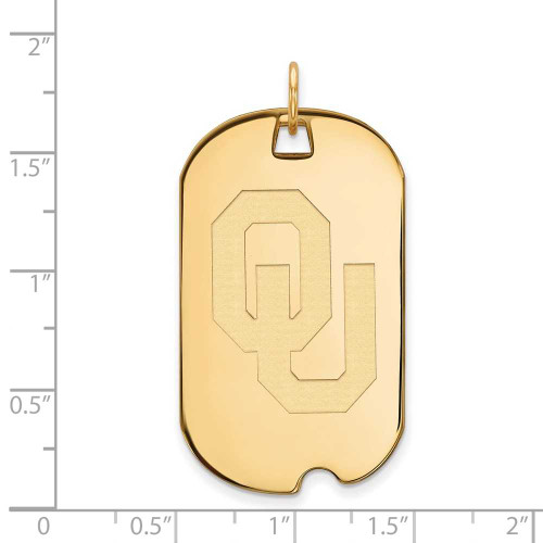 Image of 14K Yellow Gold University of Oklahoma Large Dog Tag by LogoArt (4Y029UOK)