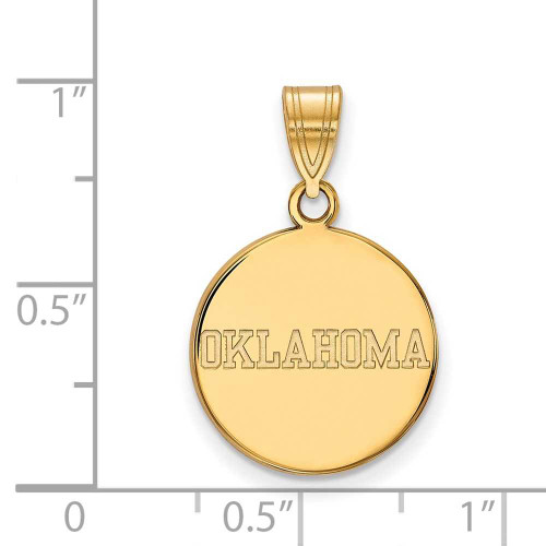 Image of 14K Yellow Gold University of Oklahoma Medium Disc Pendant by LogoArt (4Y053UOK)