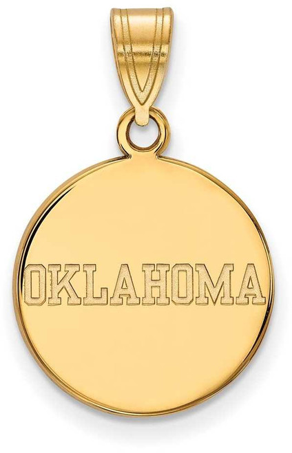 Image of 14K Yellow Gold University of Oklahoma Medium Disc Pendant by LogoArt (4Y053UOK)