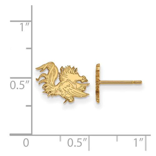 14K Yellow Gold University of South Carolina XSmall Post Earrings LogoArt 4Y049