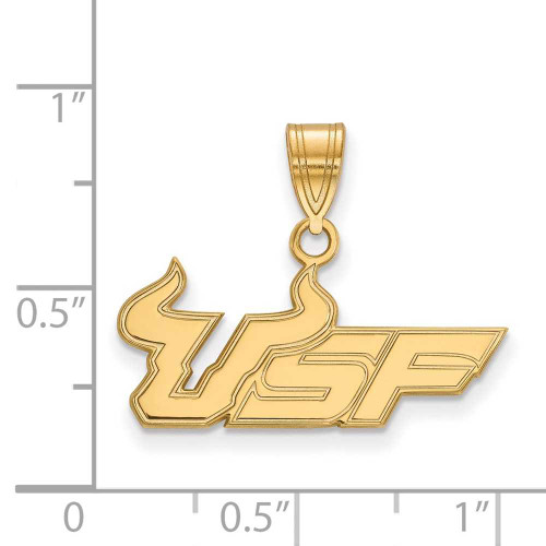 Image of 14K Yellow Gold University of South Florida Medium Pendant by LogoArt 4Y015USFL