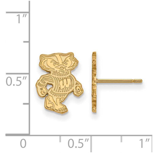 Image of 14K Yellow Gold University of Wisconsin Small Post Earrings by LogoArt 4Y050UWI