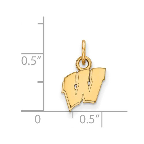 Image of 14K Yellow Gold University of Wisconsin X-Small Pendant by LogoArt (4Y001UWI)