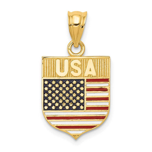 Image of 14K Yellow Gold USA Flag Enameled Pendant