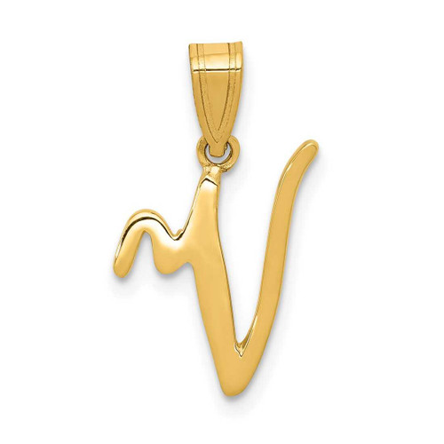 Image of 14K Yellow Gold V Script Initial Pendant