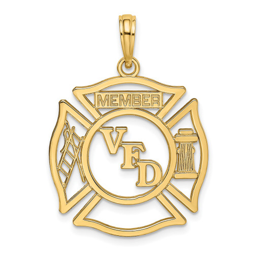 14K Yellow Gold VFD Member Shield Pendant