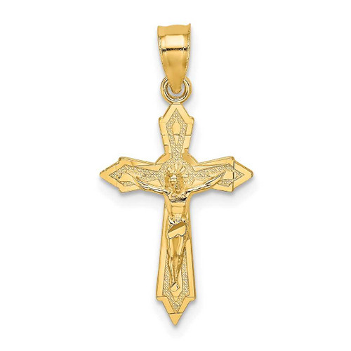 Image of 14K Yellow Gold w/ Arrow Pointed Ends Crucifix Pendant