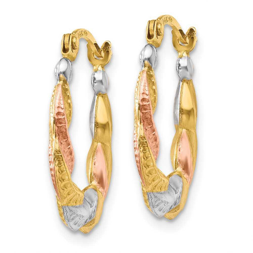Image of 17mm 14K Yellow Gold w/ Pink & White Plating Hollow Scalloped Hoop Earrings TL761