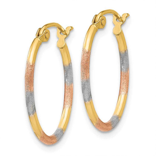 Image of 20mm 14K Yellow Gold w/ Pink & White Plating Shiny-Cut Hoop Earrings