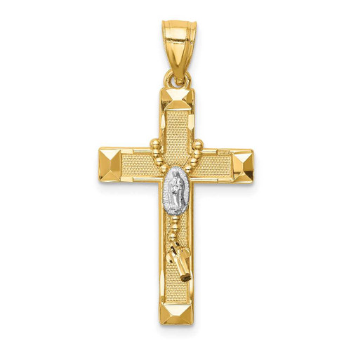 Image of 14k Yellow Gold w/ Rhodium Cross w/ Rosary Pendant C4770