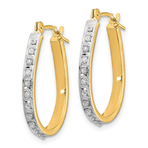 Image of 18mm 14K Yellow Gold w/ Rhodium Diamond Fascination Oval Hinged Hoop Earrings