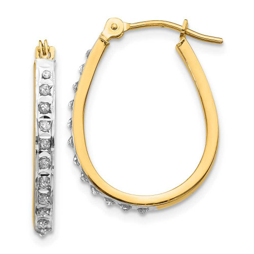 Image of 18mm 14K Yellow Gold w/ Rhodium Diamond Fascination Oval Hinged Hoop Earrings
