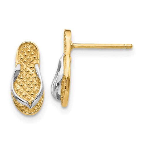 Image of 12mm 14K Yellow Gold w/ Rhodium Flip Flop Earrings