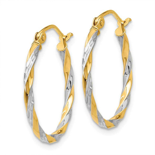 Image of 21mm 14K Yellow Gold w/ Rhodium Hollow Twisted Hoop Earrings