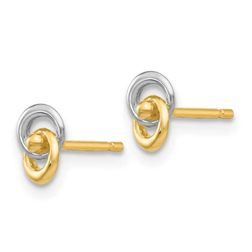 Image of 5mm 14K Yellow Gold w/ Rhodium Love Knot Stud Earrings