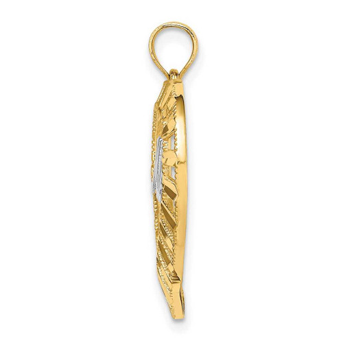 Image of 14K Yellow Gold w/ Rhodium Madre In Heart Pendant