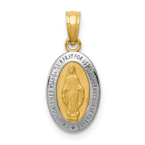 Image of 14K Yellow Gold w/ Rhodium Miraculous Medal Pendant