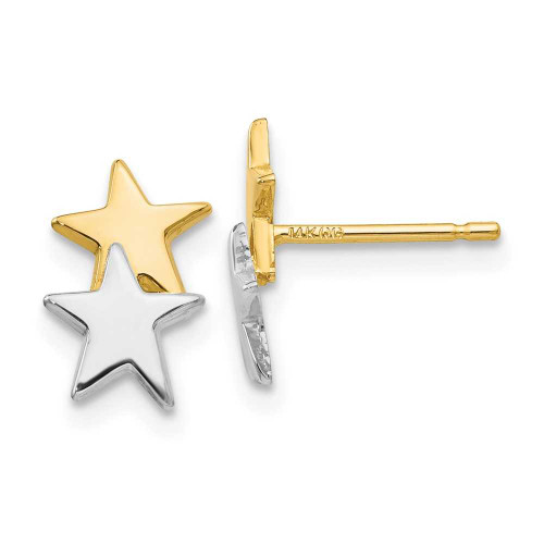 Image of 12mm 14K Yellow Gold w/ Rhodium Polished Star Post Earrings