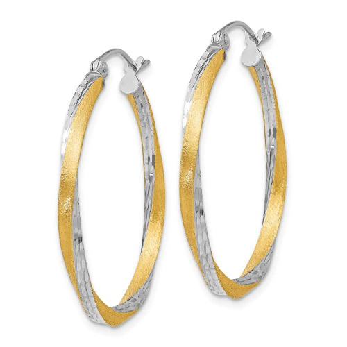 Image of 30mm 14K Yellow Gold w/ Rhodium Shiny-Cut 2.5mm Twisted Hoop Earrings TC437