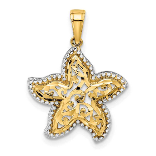 Image of 14k Yellow Gold w/ Rhodium Starfish Pendant