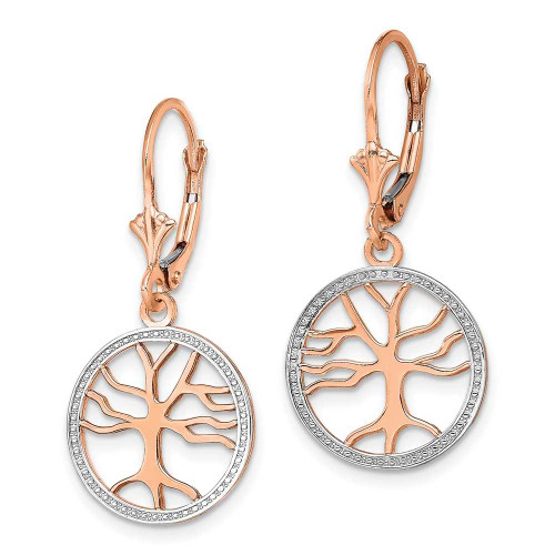 Image of 32mm 14K Yellow Gold w/ Rhodium Tree Of Life Round Frame Leverback Earrings
