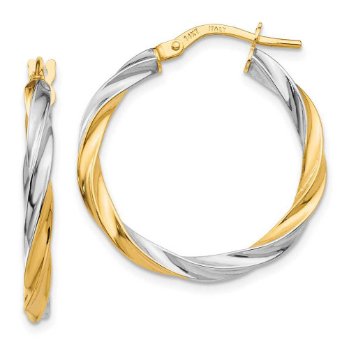 Image of 25mm 14K Yellow Gold w/ Rhodium Twisted Hoop Earrings
