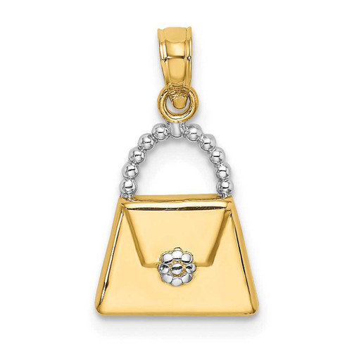 Image of 14K Yellow Gold w/ Rhodium-Plated 2-D Purse Pendant