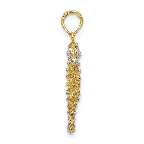 Image of 14K Yellow Gold w/ Rhodium-Plated 3-D Seahorse Pendant