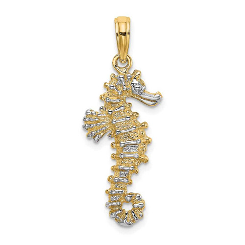 Image of 14K Yellow Gold w/ Rhodium-Plated 3-D Seahorse Pendant
