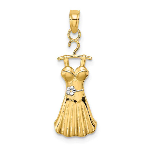 Image of 14K Yellow Gold w/ Rhodium-Plated Dress w/ Flower Pendant