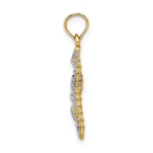 Image of 14K Yellow Gold w/ Rhodium-Plated Starfish & Seahorse Pendant
