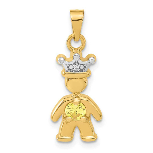 Image of 14K Yellow Gold w/ White Rhodium Diamond & Synthetic November Boy Pendant