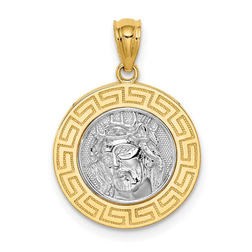 Image of 14K Yellow Gold w/ White Rhodium Jesus Medal Pendant C4710