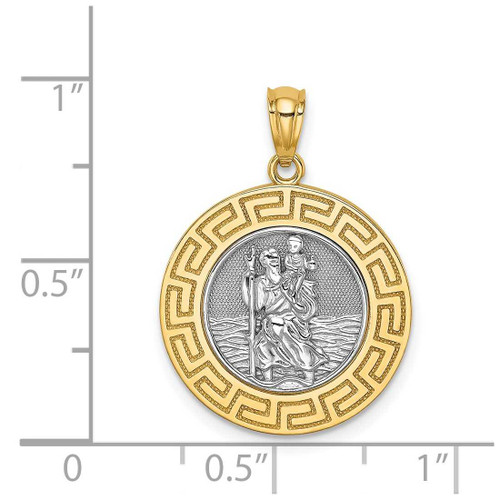 Image of 14K Yellow Gold w/ White Rhodium St. Christopher Medal Pendant C4715