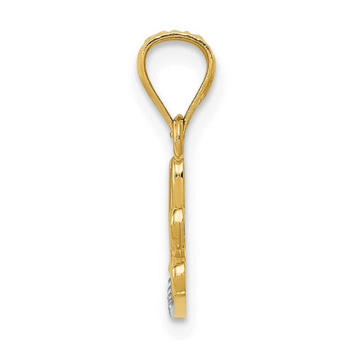 Image of 14K Yellow Gold w/Rhodium Diamond-cut LOVE Pendant