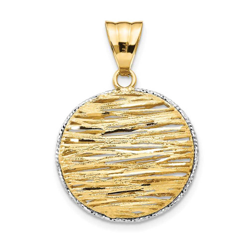 Image of 14K Yellow Gold w/Rhodium Polished Diamond-cut Hollow Pendant