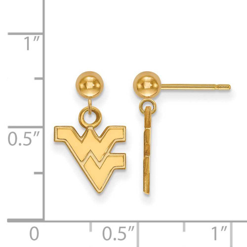 Image of 14K Yellow Gold West Virginia University Earrings Dangle Ball by LogoArt
