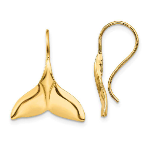 Image of 29mm 14K Yellow Gold Whale Tail Wire Earrings