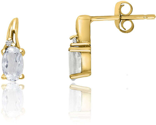 Image of 14K Yellow Gold White Topaz & Diamond Earrings