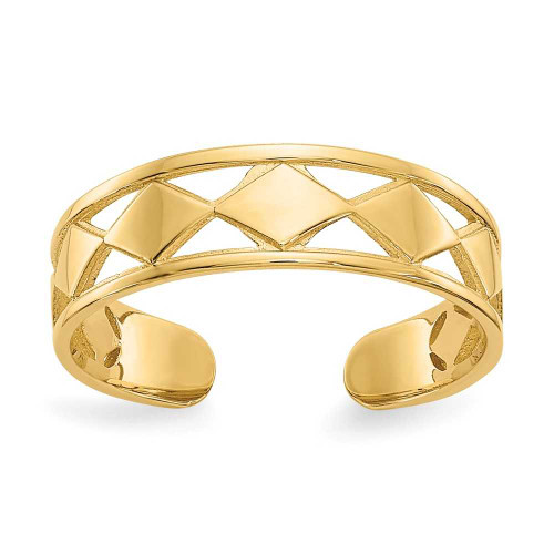 Image of 14K Yellow Gold Wide Cutout Kite-Shapes Toe Ring