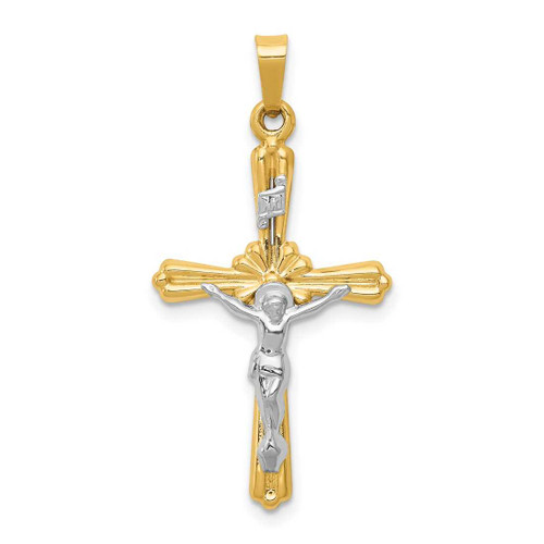 Image of 14k Yellow Gold with Rhodium Polished INRI Crucifix Pendant