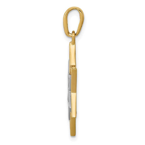 Image of 14k Yellow Gold with Rhodium Solid Open-back Meshed Star of David Pendant