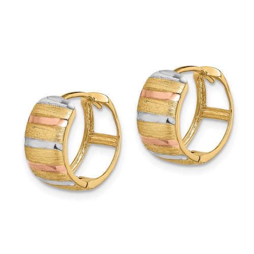 Image of 14K Yellow Gold with White & Pink Plating Hoop Earrings