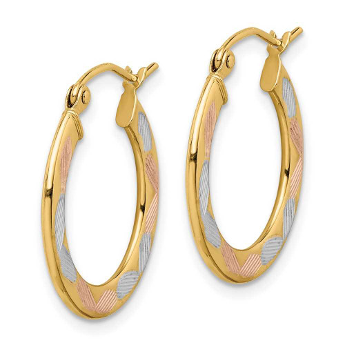 Image of 14K Yellow Gold with White & Pink Plating Shiny-Cut Hoop Earrings TF1442