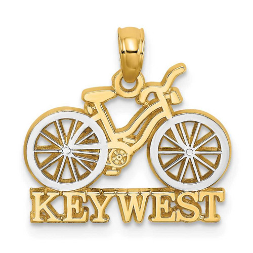Image of 14K Yellow Gold with White Rhodium KEY WEST Bicycle Pendant
