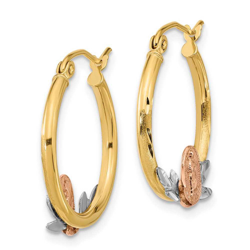 Image of 21.98mm 14k Yellow, White & Rose Gold Guadalupe Hoop Earrings TF1269
